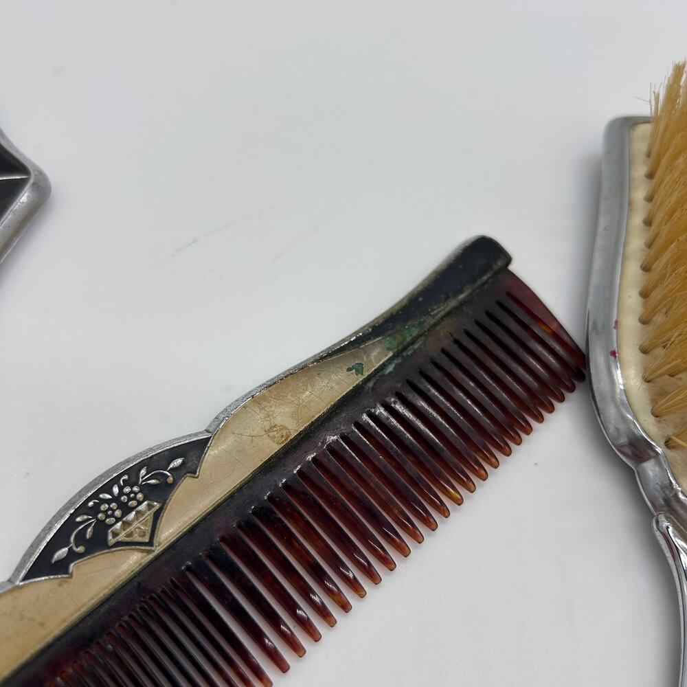 Vintage 60's Vanity Set Mirror Brush Comb Art Deco Bodoir Dressing Table Decor - Picture 11 of 12